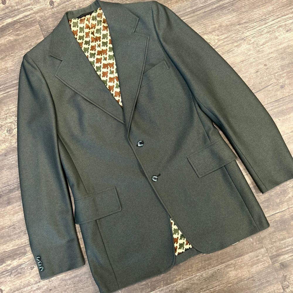 Vintage Curlee‎ Suit Jacket Blazer NO SIZE (40) Green Two Button